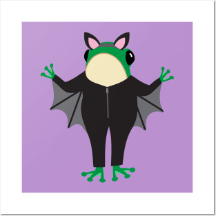 Frog in a Halloween bat costume Posters and Art